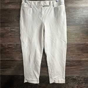 White House Black Market Slim Crop White Trousers Pants Straight Leg